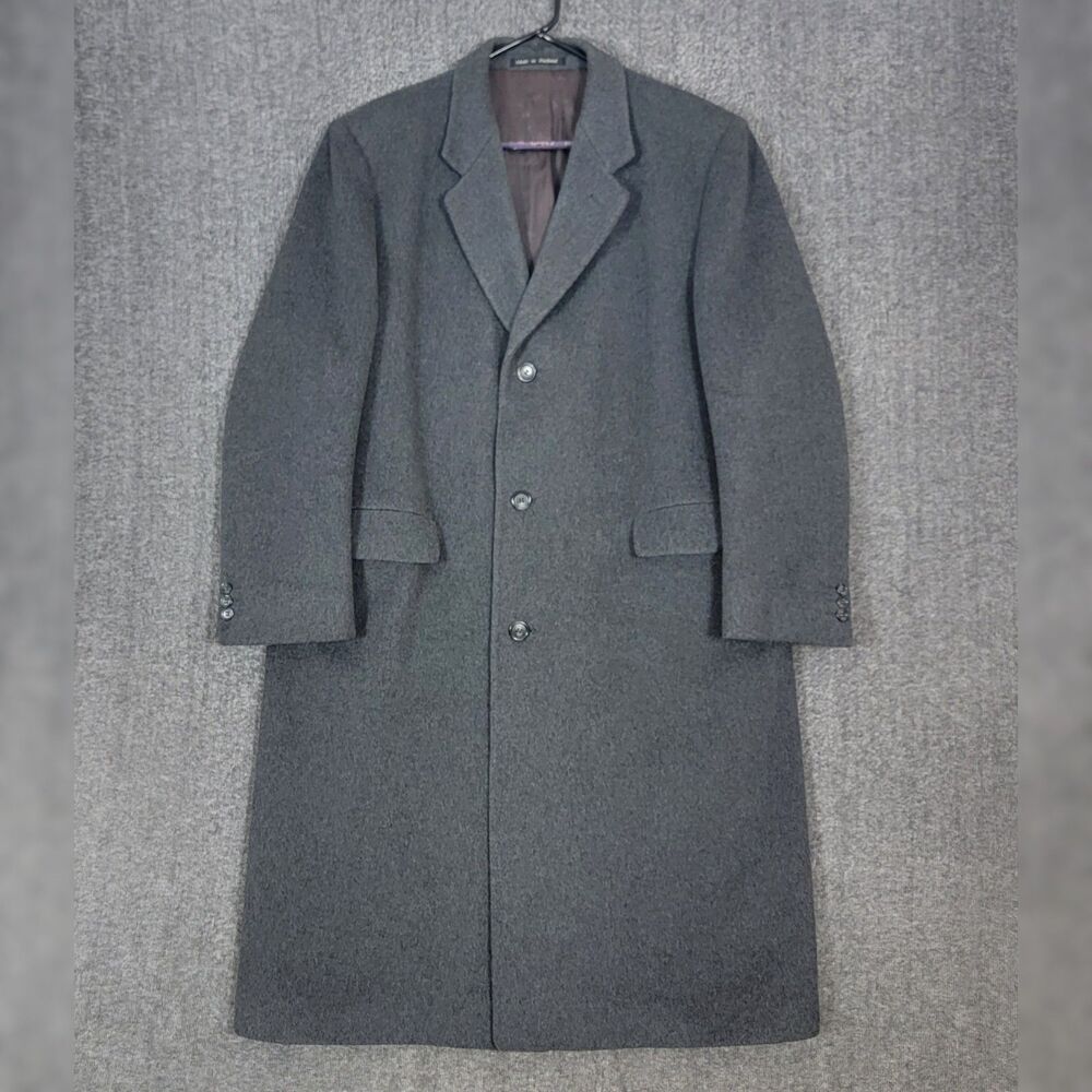 Vintage Hammersley Overcoat Mens 46R Gray Wool Cashmere Blend Made In England